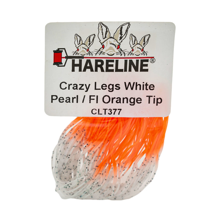 Hareline Crazy Legs Clear Pearl/Fl. Orange Tip