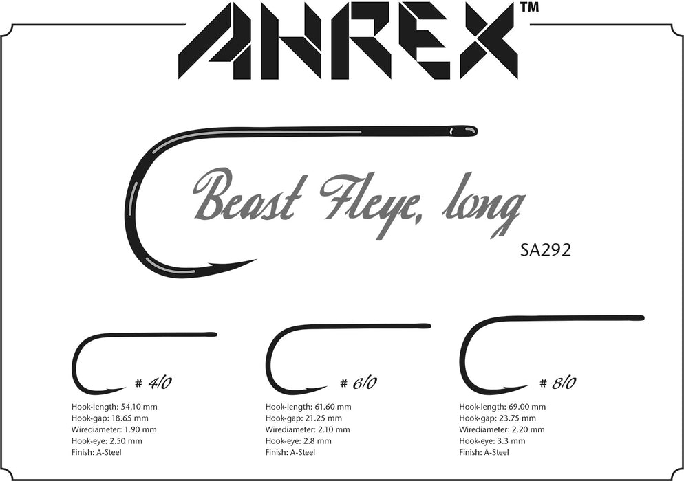 Ahrex SA292 Beast Fleye Long Fly Hooks