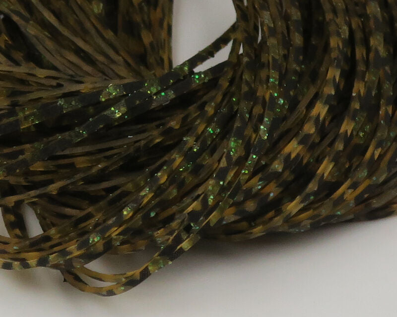 Hareline Crazy Legs Barred Golden Yellow / Pearl Flake