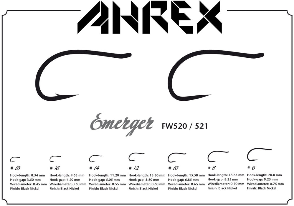 Ahrex FW521 - Emerger Barbless Fly Hooks