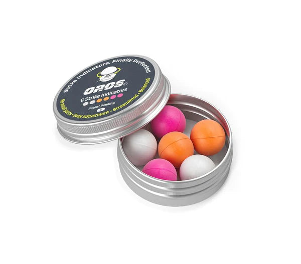 Oros Small Strike Indicator 6 Pack Colour Mix (In Storage Tin