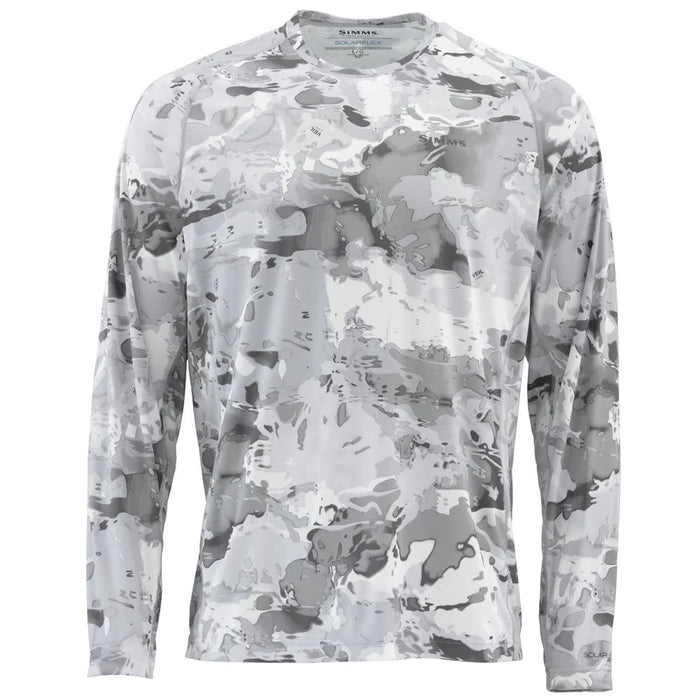 Simms Solarflex Crewneck Shirt Cloud Camo Grey