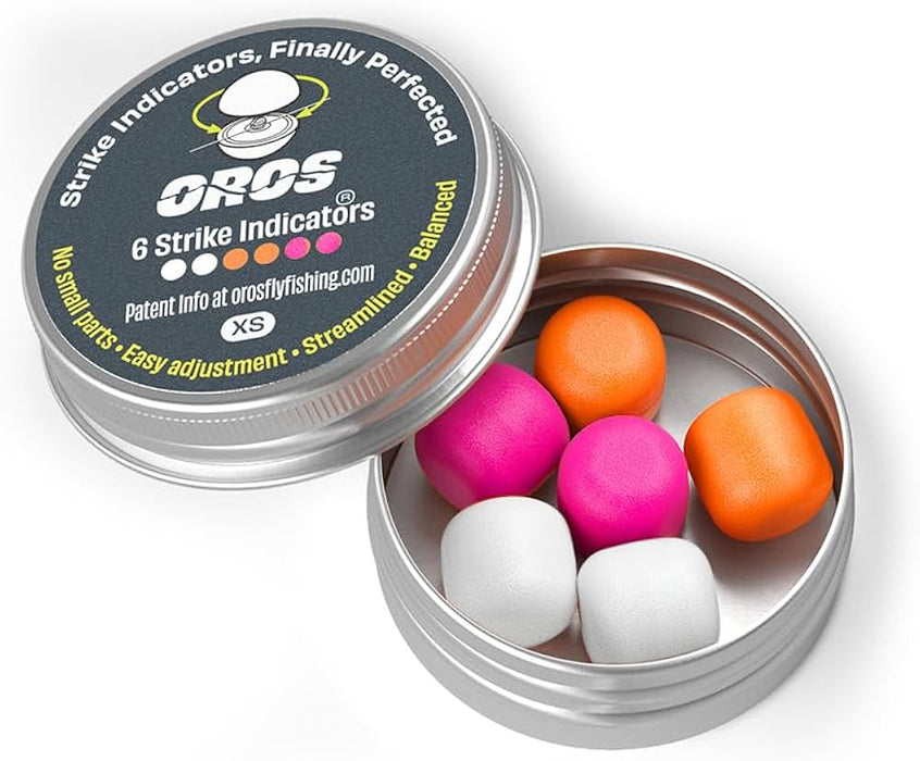 Oros Extra Small Strike Indicator 6 Pack Colour Mix (In Storage Tin) Oros