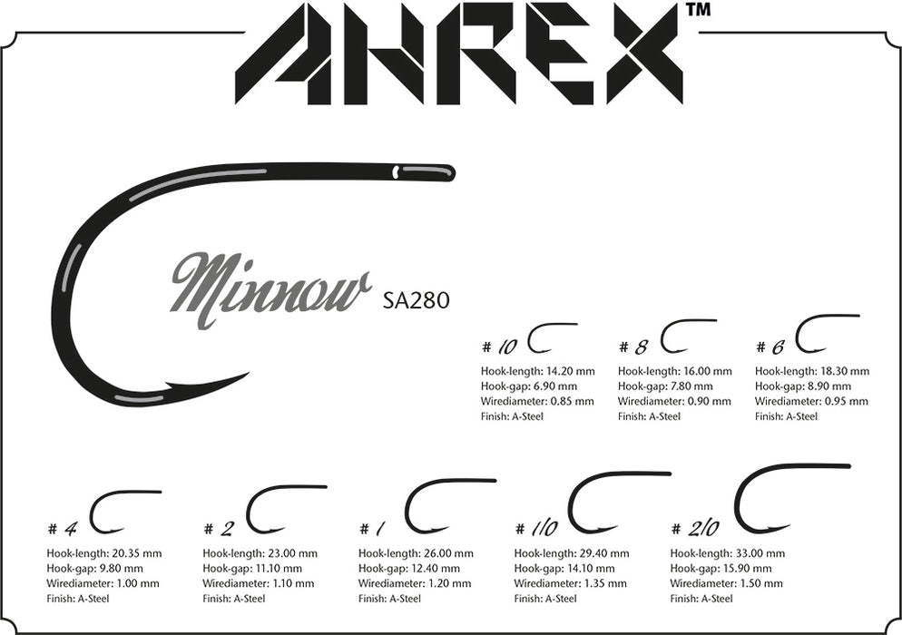 Ahrex SA280 - Minnow Fly Hooks