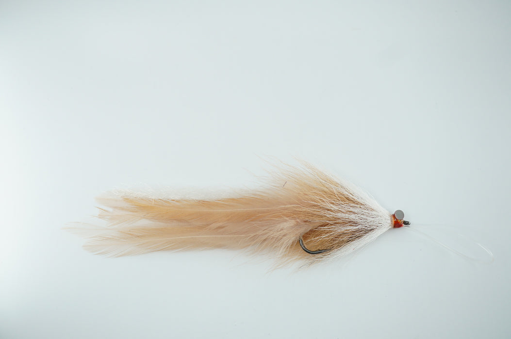 RTF Sinking Cod - Tan/White #6/0 Rooster Tail Flies