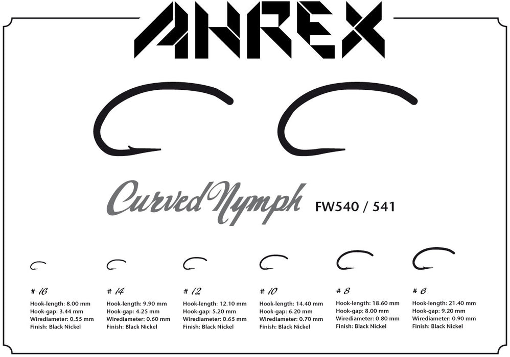 Ahrex FW540 - Curved Nymph Fly Hooks