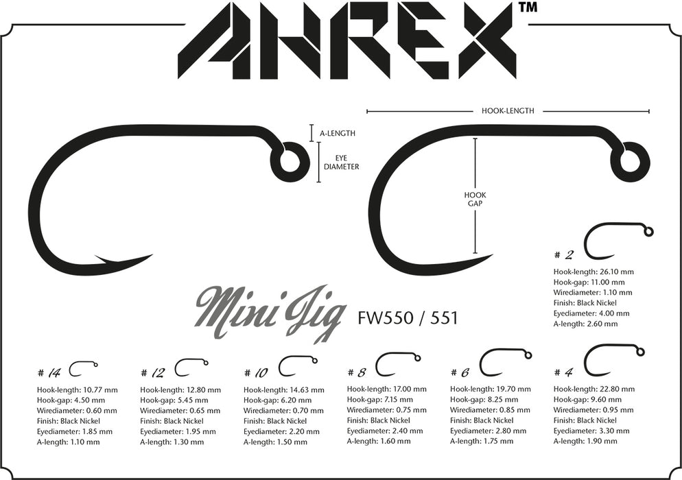 Ahrex FW550 - Mini Jig Fly Hooks
