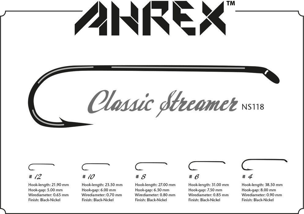 Ahrex NS118 Classic Streamer Downeye Fly Hooks