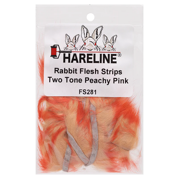 Hareline Rabbit Flesh Strips Two Tone Peachy Pink