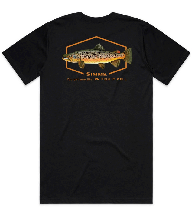 Simms Artist Tee Shirt - Brown Trout Black Simms