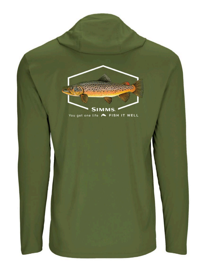 Simms Graphic Solartech Hoody Brown Trout Simms