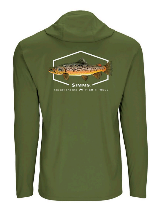 Simms Graphic Solartech Hoody Brown Trout Simms
