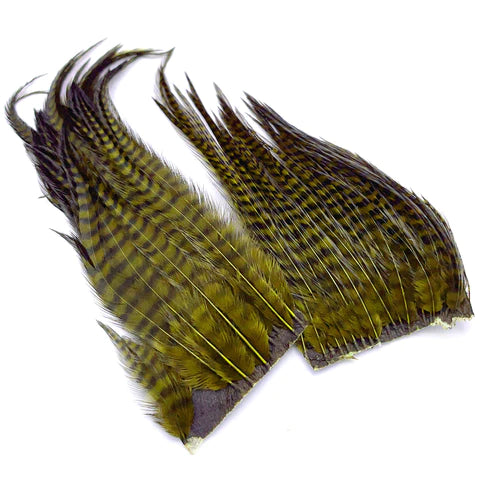 Hareline Bugger Hackle Patches Grizzly Olive