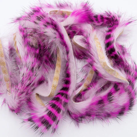 Hareline Tiger Barred Rabbit Strips Hot Pink / Black over White