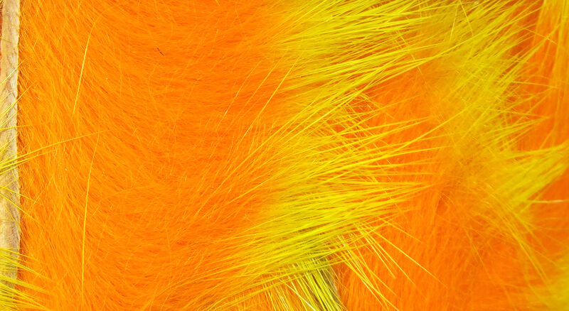 Hareline Two Toned Rabbit Strips Yellow Tipped / Hot Orange