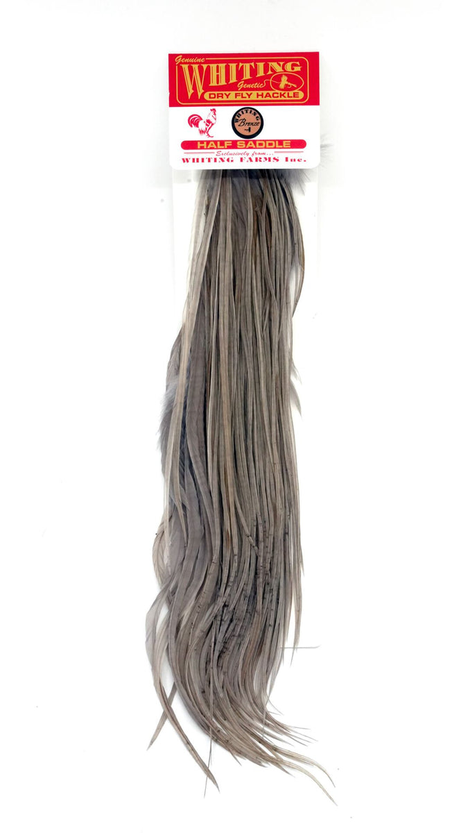 Whiting Bronze Dry Fly Half Saddle White dyed Medium Dun