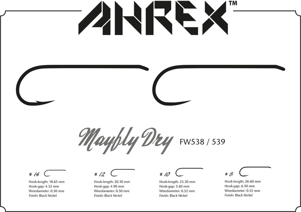 Ahrex FW539 Mayfly Dry Barbless Hooks - The Flyfisher