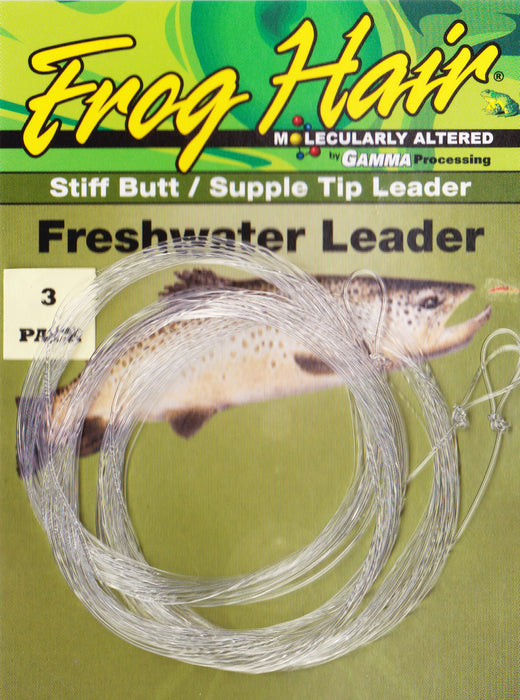Frog Hair 3 PACK Stiff Butt Supple Tip Tapered Leaders (9.5ft)